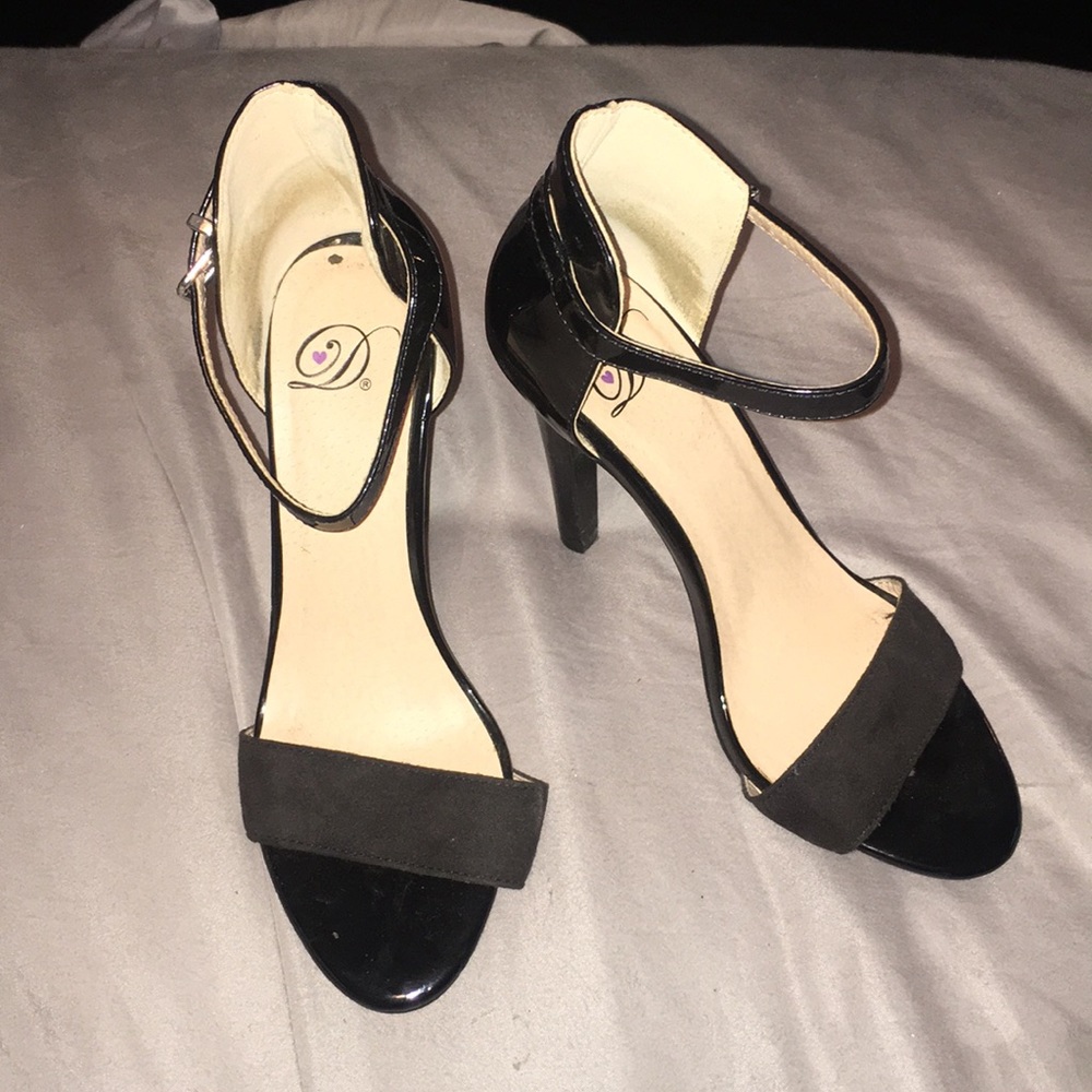 Black ankle strap heels